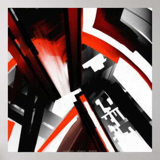 Poster Résumé abstrait rouge noir et blanc