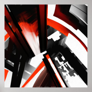 Poster Résumé noir et blanc rouge