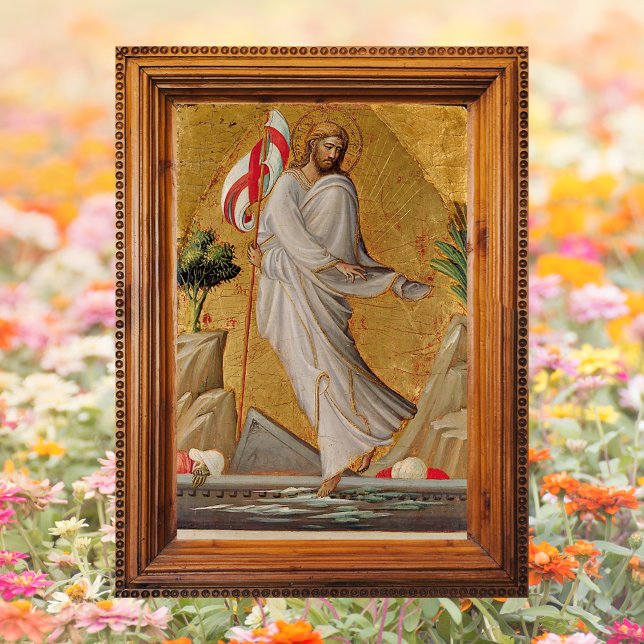 Poster Résurrection Jésus Christ Christian Joyeux Pâques (Religious Christian Catholic Resurrection of Jesus Christ is risen Happy Easter Poster Wall Art)