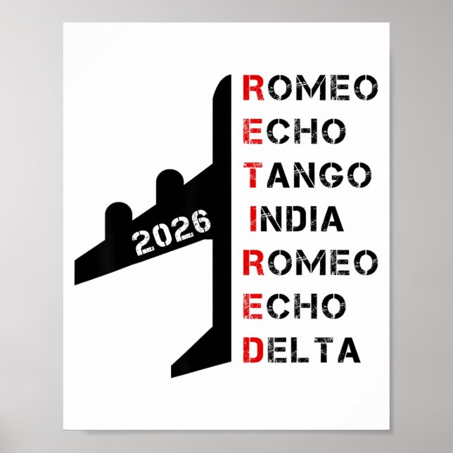 Poster Retired Lot 2026 Phonetic Alphabet Retirement Gift (Devant)