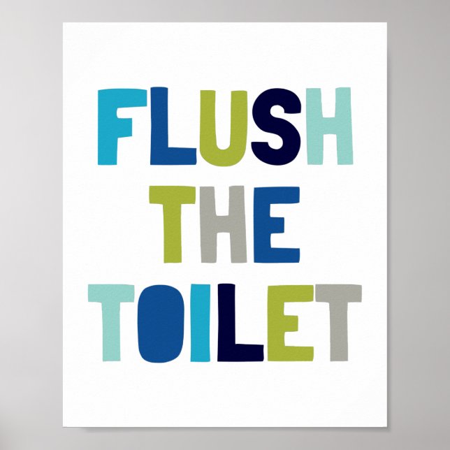 Poster Retirer Les Toilettes, Salle de bain pour enfants  (Devant)
