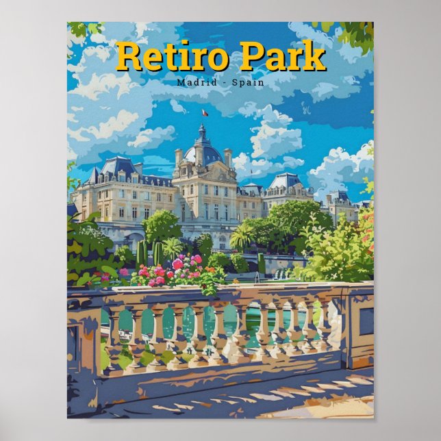Poster Retiro Park Madrid Espagne Vintage voyage (Devant)