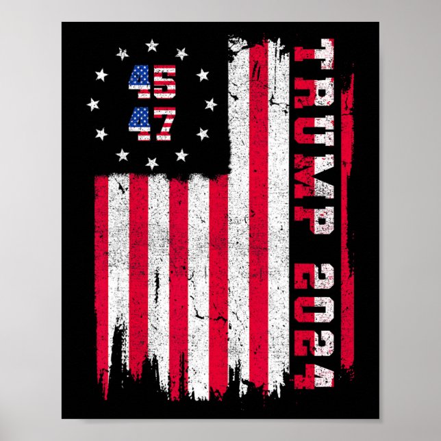 Poster Retour) 45 47 Trump 2024 Drapeau américain (Devant)