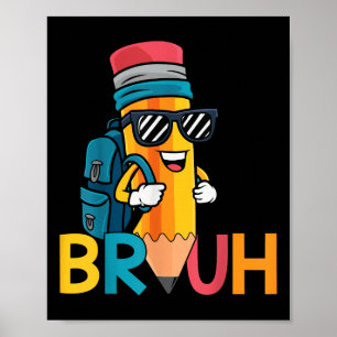 Poster Retour à l'école Bruh Dabbing Crayon Garçons Premi