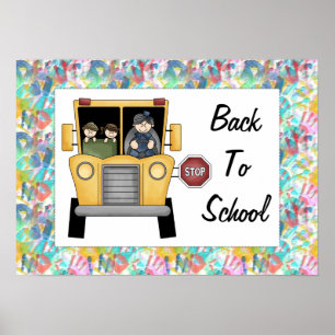 Poster Retour à l'école Bus personnalisé Imprimer l'affic