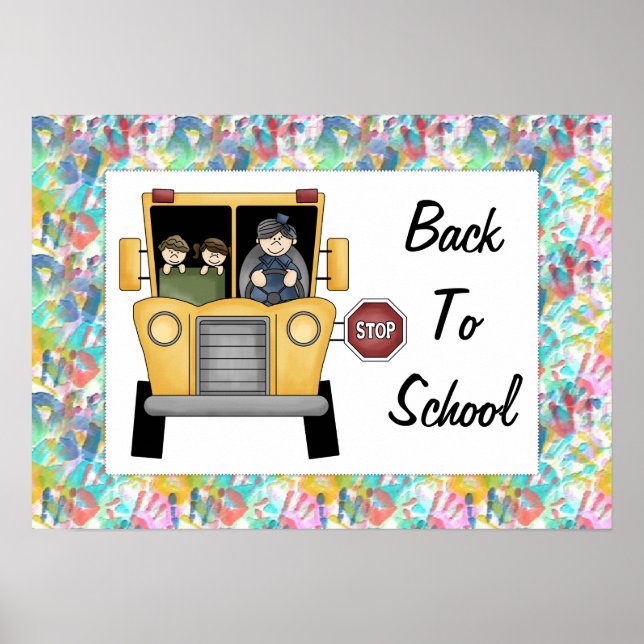 Poster Retour à l'école Bus personnalisé Imprimer l'affic (Devant)