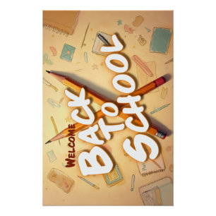 Poster Retour à l'école – Conception d'art au crayon