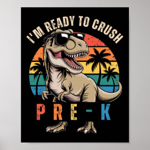 Poster Retour à l'école dinosaure garçon je suis prêt à é