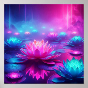 Poster Retour à l'école Dreamlike Neon Lotus Glow