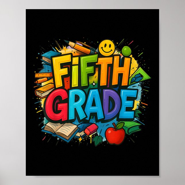 Poster Retour À L'École Équipe De 5E Année Heureux Premie (Devant)