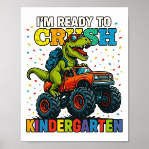 Poster Retour à l'école Garçon Dinosaure Je suis prêt à é