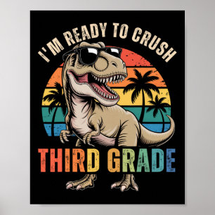 Poster Retour à l'école Garçon dinosaure Je suis prêt à é