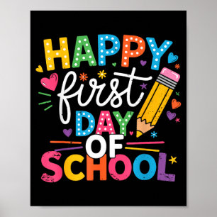 Poster Retour à l'école heureux premier jour d'école ense
