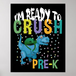 Poster Retour À L'École Je suis prêt à écraser le dinosau