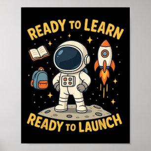 Poster Retour à l'école lancement de fusée espace apprend
