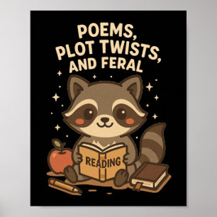 Poster Retour à l'école Lecture Enseignant Raton laveur P