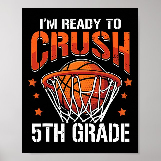 Poster Retour À L'École Premier Jour De Basketball De 5E  (Devant)