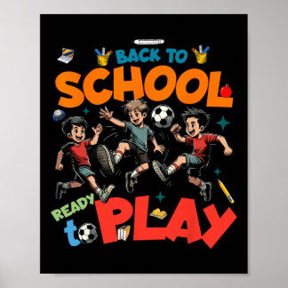 Poster Retour à l'école Un joueur de football drôle Enfan