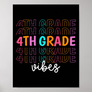 Poster Retour À L'École Vibes De 4E Année Retro Professio