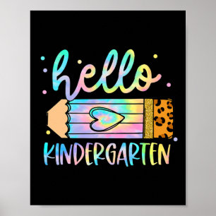 Poster Retourner À L'École Hello Kindergarten Leopard Tie