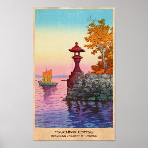 Poster Retourner Sailboat à Yabase Tsuchiya Koitsu hanga