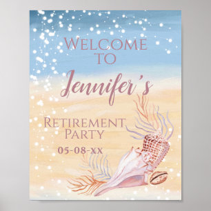 Poster Retraite Beach Coastal Party Bienvenue