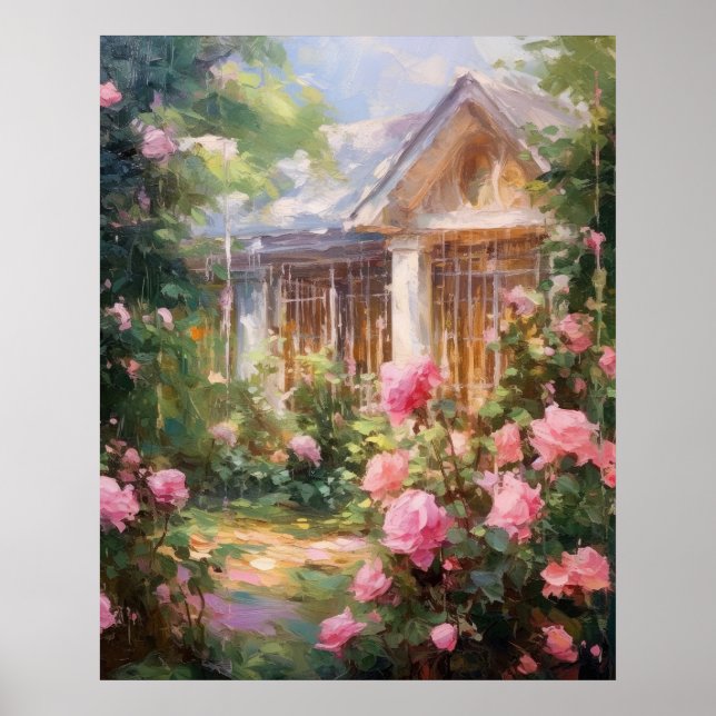Poster Retraite de jardin rose (Devant)