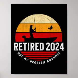 Poster Retraité drôle de pêche retraite rétro parti pêche