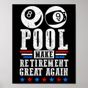 Poster Retraite Grand Joueur de piscine retraité Billard 