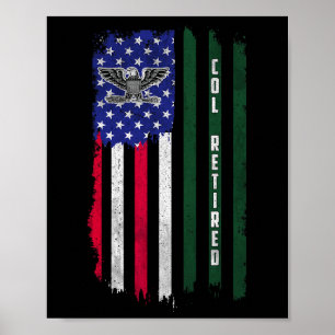 Poster Retraité O6 Colonel Col Rank American Flag