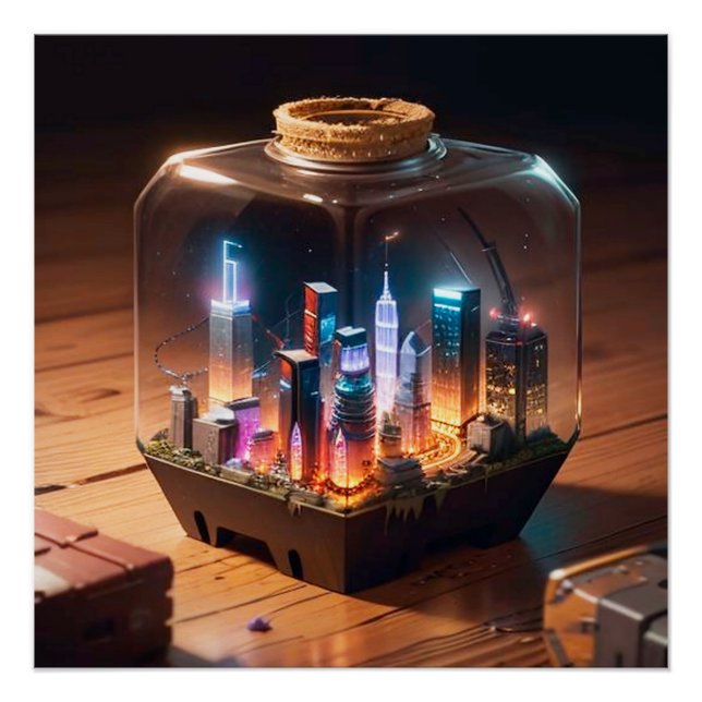 Poster Retrato Miniatura - Terrario Cidade Futurista (Devant)