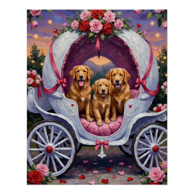 Poster Retriever doré Saint-Valentin  (Devant)