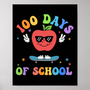Poster Rétro 100 Jours D'Enseignant Enfants 100E Jour De