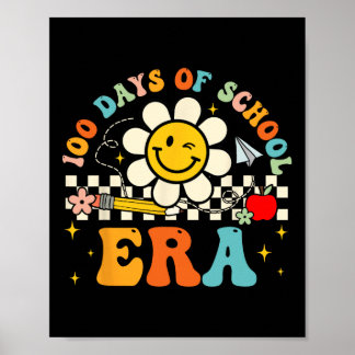 Poster Rétro 100ème Jour De L'École Enseignant Enfant 100