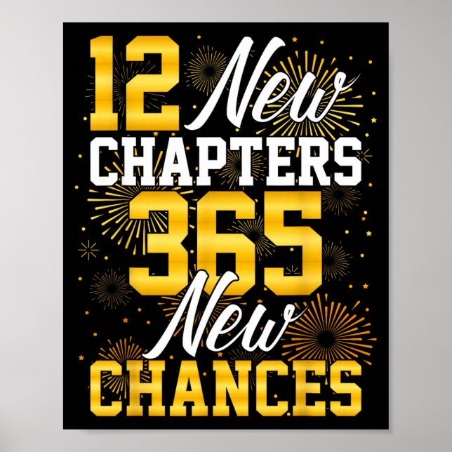 Poster Retro 12 New Chapters 365 New Chances Happy New Ye (Devant)