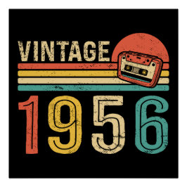 Poster Retro 1956 Birthday Idea Music Cassette Tape Bday