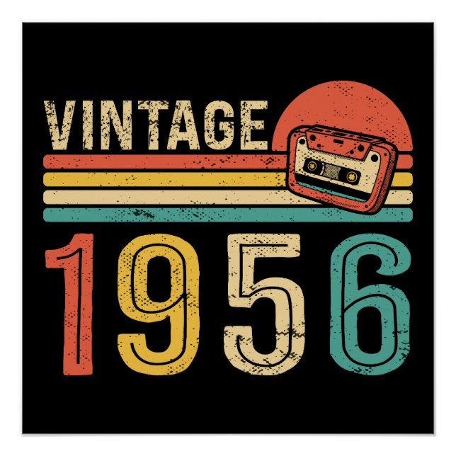 Poster Retro 1956 Birthday Idea Music Cassette Tape Bday (Devant)