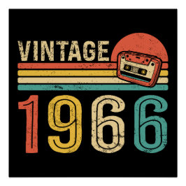 Poster Retro 1966 Birthday Music Cassette Tape 60th Bday