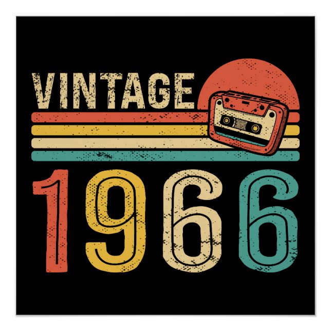 Poster Retro 1966 Birthday Music Cassette Tape 60th Bday (Devant)