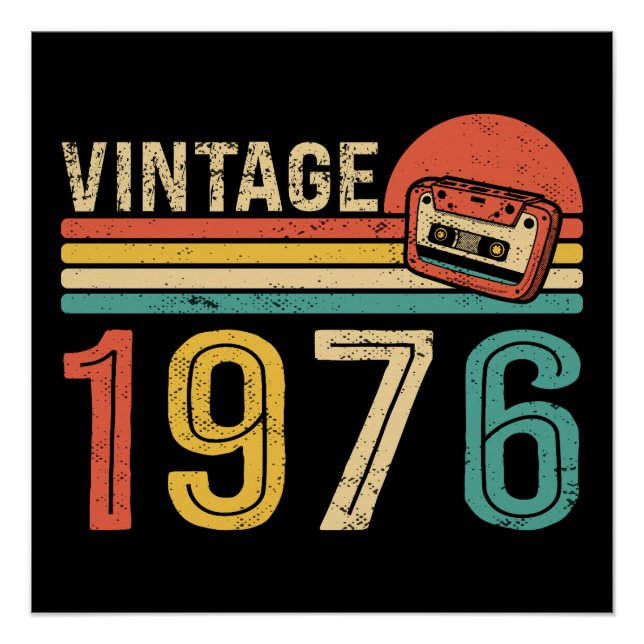 Poster Retro 1976 Birthday Music Cassette Tape 50th Bday (Devant)