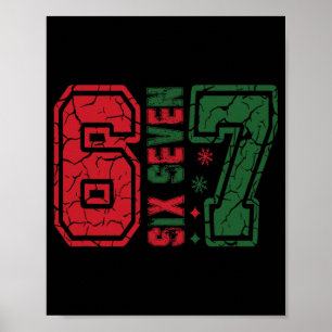 Poster Rétro 67 Drôle Six Sept Mème 6 7 Numéro Noël
