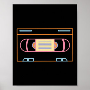 Poster Retro 80s 90s Neon Vidéo bande Vhs