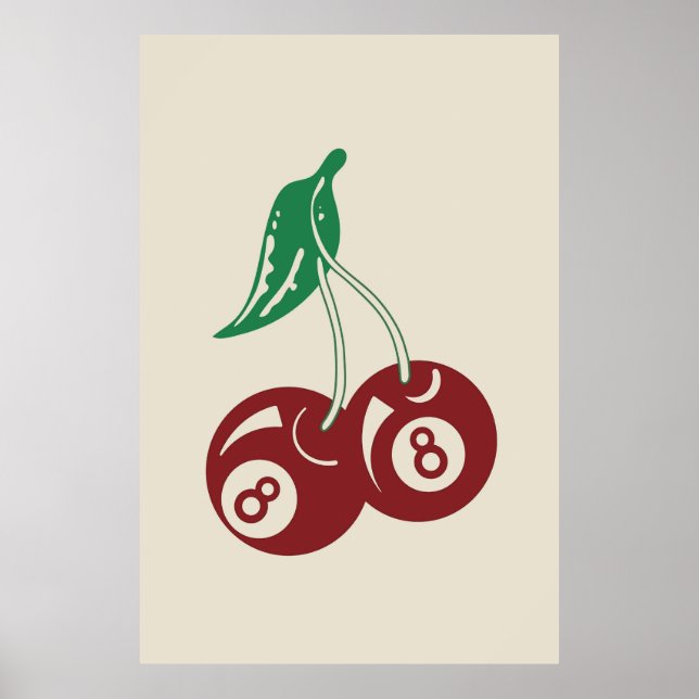 Poster Retro 8 Ball Cherries (Devant)