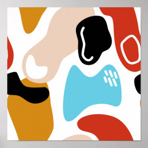 Poster Retro Abstrait Doodle Glamor Finger Line Art