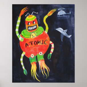 Poster Rétro art de bruit vintage de robot