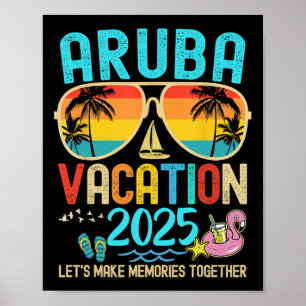 Poster Retro Aruba Vacation 2025 Matching Family Friends