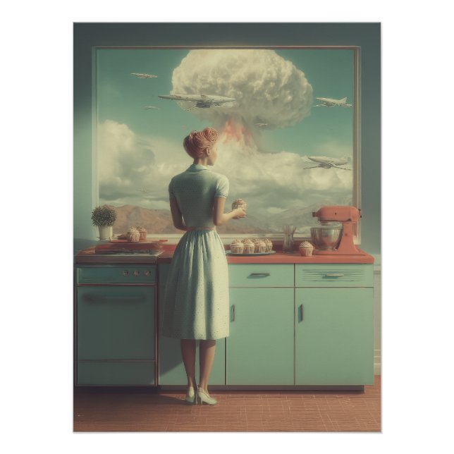Poster Retro Atomic Kitchen Surreal Art (Devant)