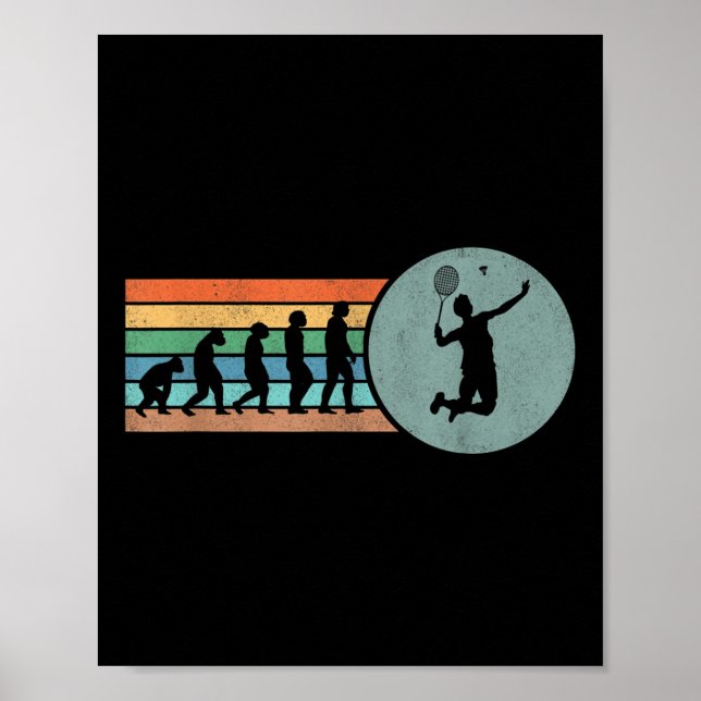 Poster Retro Badminton Evolution Shuttle Vintage Badminto (Devant)