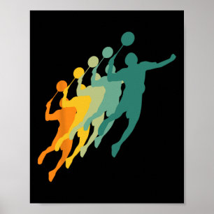 Poster Retro Badminton Players Navette Sports Racket Coac