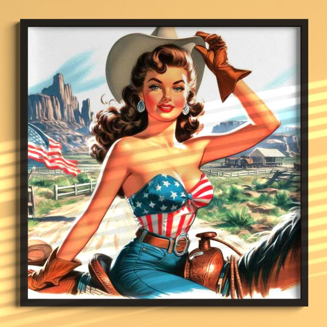 Poster Retro Belle Cowgirl Pin Up (Créateur téléchargé)